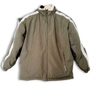 ROOTS \ Warm Winter Down Feather Fill Full-Zip Jacket Lined Green Youth Kids XL